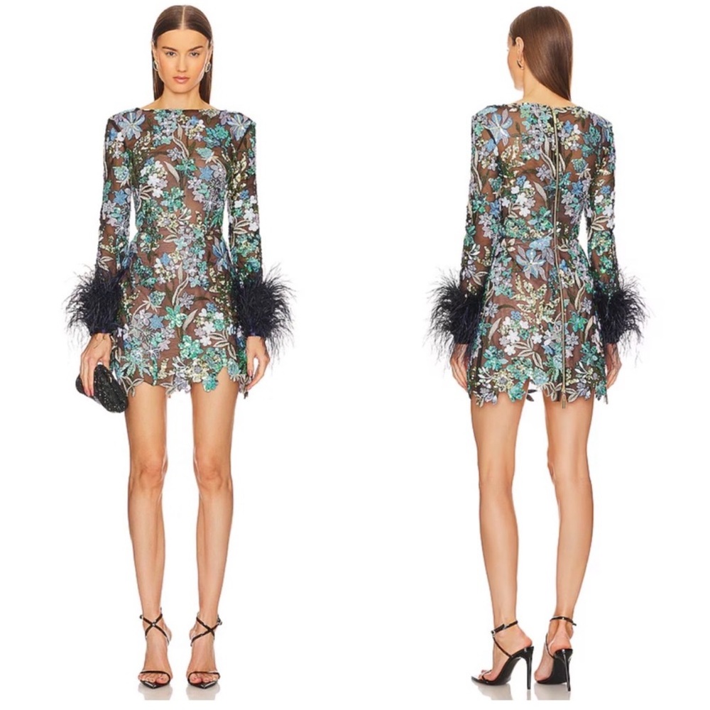 Bronx and Banco Blue Floral Long Sleeve Dress